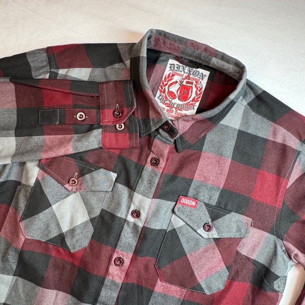 Dixxon Flannel Co The Brawler Womens XL Red Black Grey Plaid Button Up Shirt L/S - Picture 1 of 10